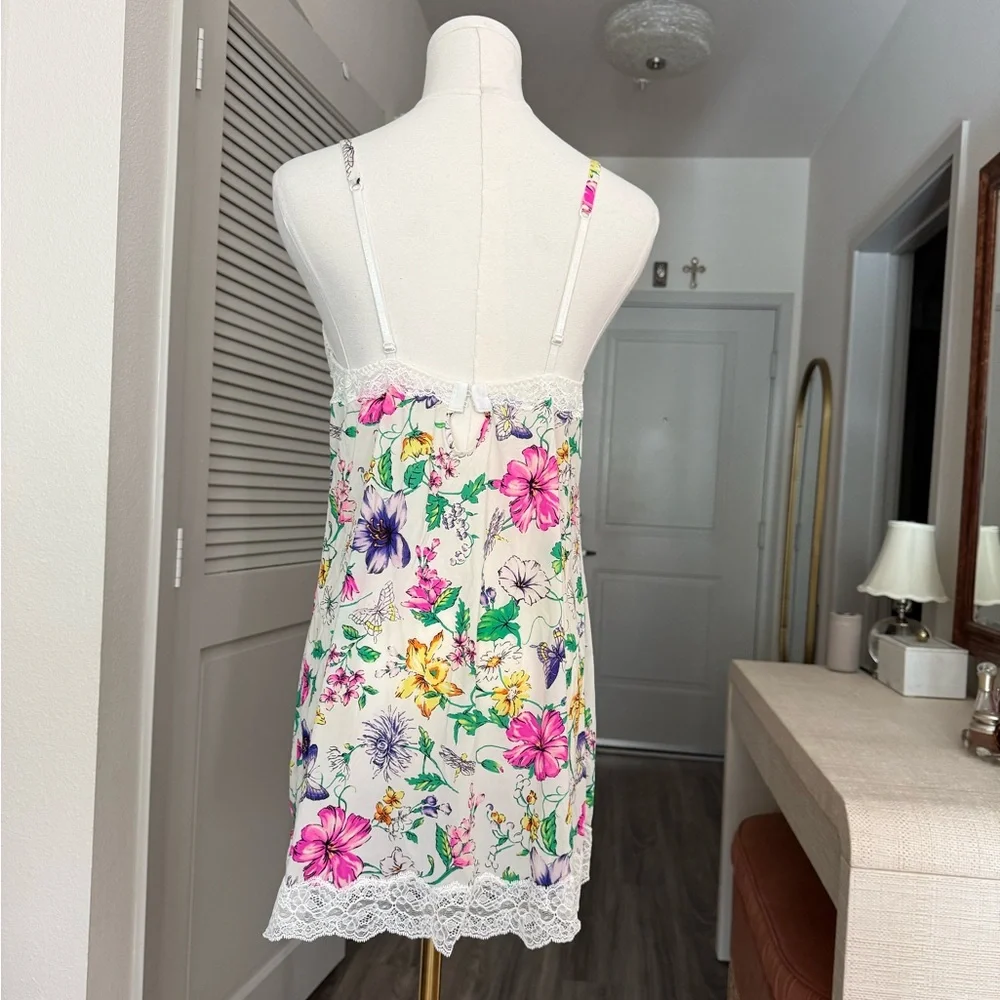 Vintage Victoria’s Secret Floral Butterfly Lace Babydoll Chemise Slip Dress 36B